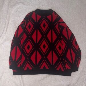 Vintage American Pride Grandma Sweater Size Large Red And Black